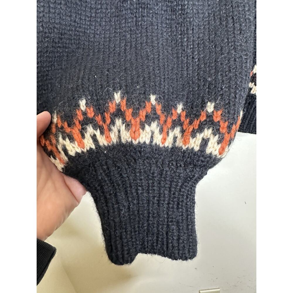 DOEN Size Lrg Black Field Sweater in Aberdeen Fair Isle Soft Baby Alpaca Blend - Picture 3 of 8